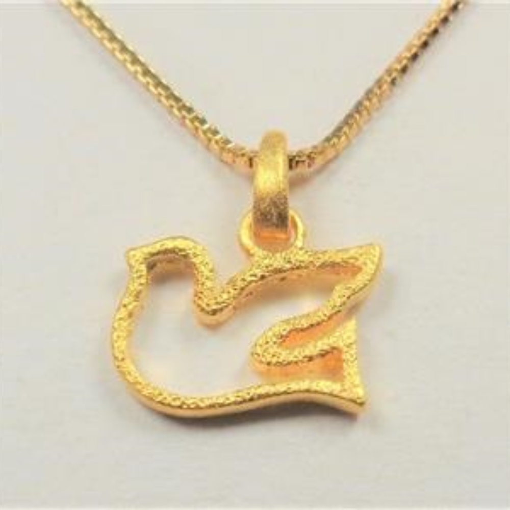 .925 SS 14K GOLD VERMEIL DOVE BIRD NECKLACE
